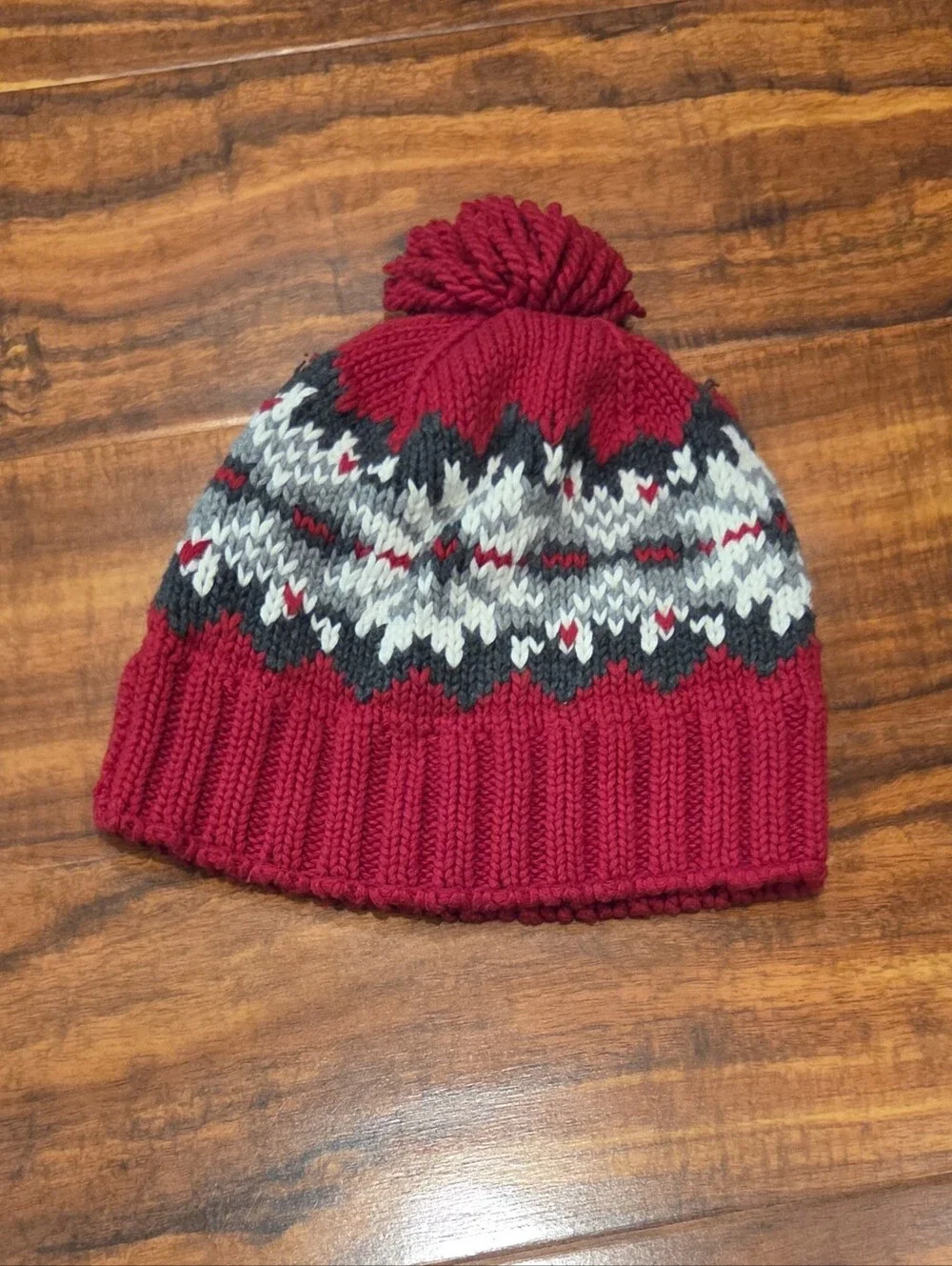 Janie and Jack EUC 2T/3T Red/Gray Fair Isle Scarf and Sweater Hat Set